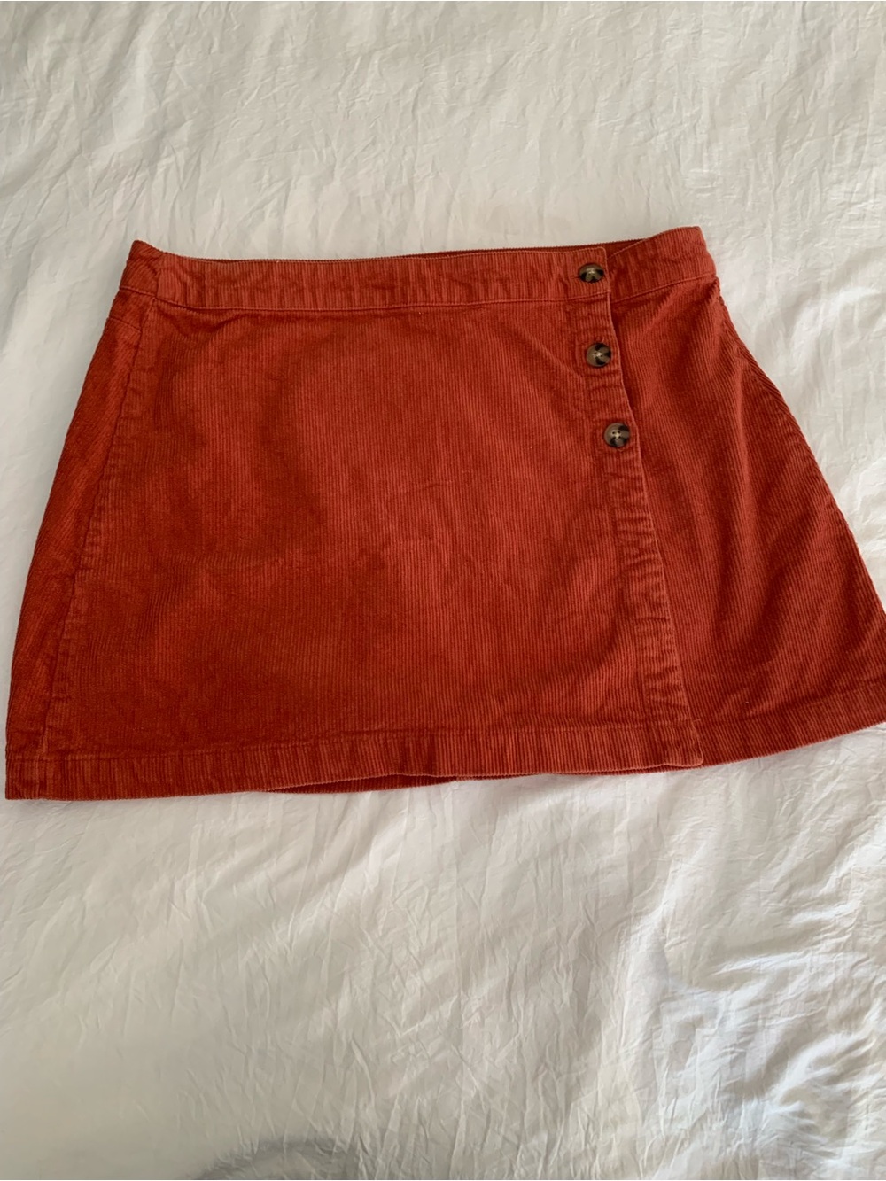RSQ Rust Orange Corduroy Button Mini Skirt XL Preppy Academia